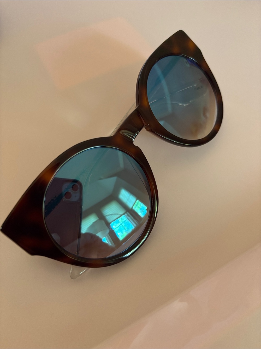 Tortoiseshell Alexander McQueen Round Sunglasses with Blue Lenses BRAND NEW!